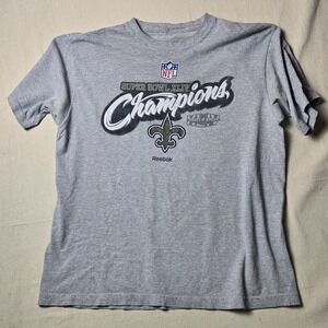 New Orleans Saints XL T-Shirt Gray Reebok Super Bowl Champions NFL Used